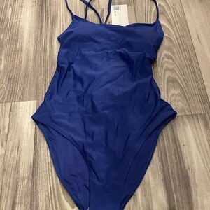 Elegant Women's Blue One Piece Swimsuit